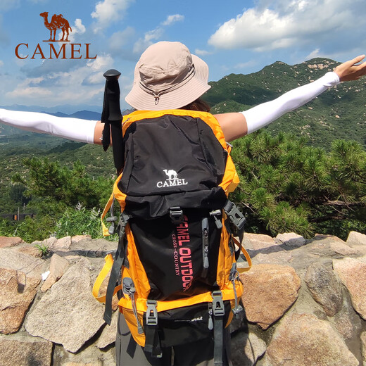 骆驼（CAMEL）登山男女户外徒步露营双肩背包大容量多功能旅行7S3AC3034A黑色