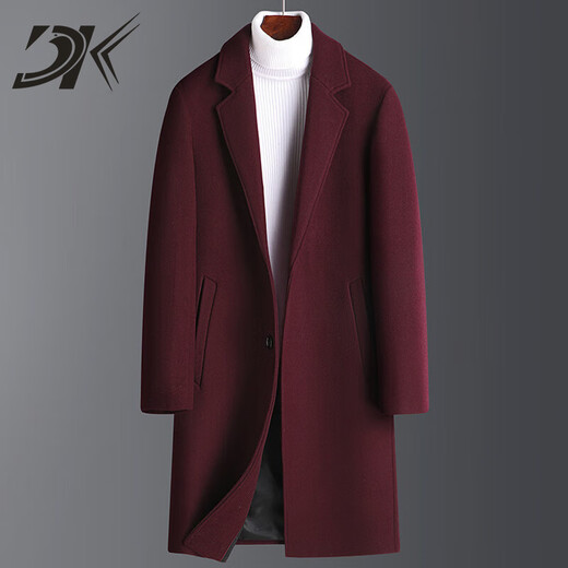 DK brand men's woolen coat men's winter new thickened warm mid-length windbreaker business casual jacket gray M 170