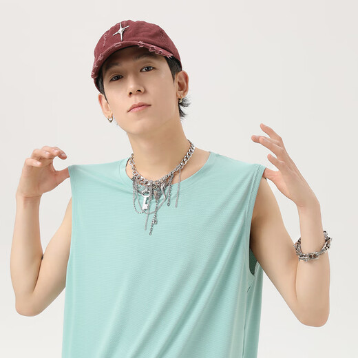 名创优品（MINISO）冰丝背心男2025新款防晒透气男士运动健身无袖坎肩t恤 白 XL