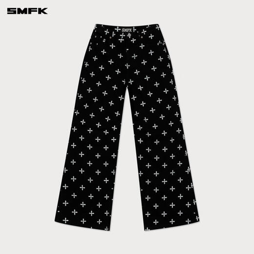 
SMFK cross classic wide-leg jeans retro loose casual and versatile Xu Jingyun same style PD005BJ/BG/LG/CW Black Garden XS