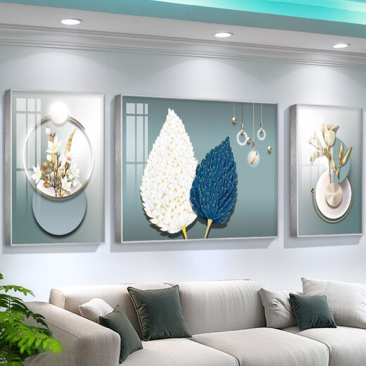 Moderna sala de estar simple Sofá Background Decoración de la pared Pintura de luz nórdica TV Luxury TV Pintura abstracta Mural TXMG12004 Middle 80*60cm/Right 40*60cm adecuado para 2.