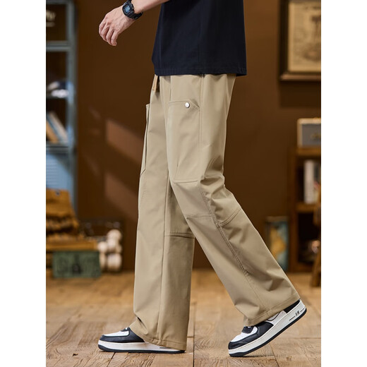 森马（Semir）2025春季新款美式工装裤男士宽松直筒潮牌高街冲锋阔腿休闲长裤子 9885-卡其色 M