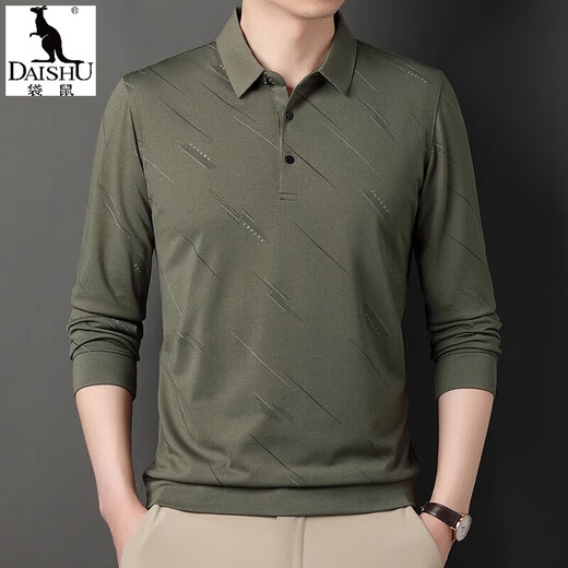 
Kangaroo (DAISHU) Spring and Autumn Long Sleeve T-shirt Men's Top 2024 New Middle-aged Casual Men's Lapel Dad Casual T-shirt JXFXL1160-826 Black M 165 95-115Jin [Jin equals 0.5 kg]