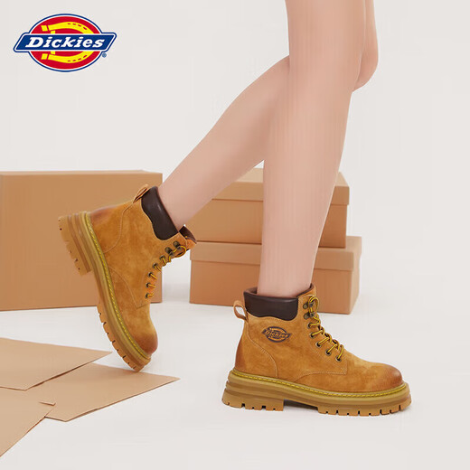 
Dickies women's Martin boots high top fashion couple boots versatile work boots for women yellow women's style-36