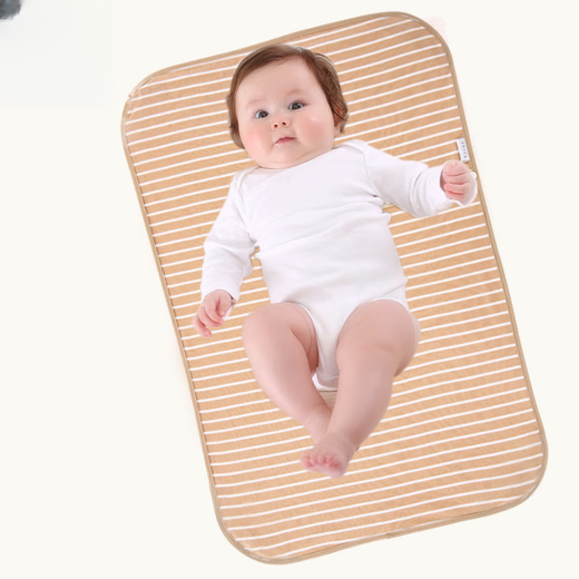 Jingmengyuan Newborn Convenient Baby Diaper Change Pad Outdoor Urine Separator Waterproof Breathable Washable Foldable Easy to Carry Red Stripe 70x45cm