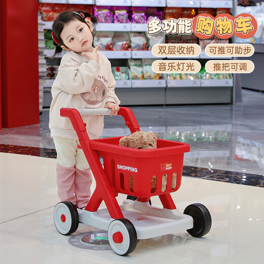 BEDOCHI Child's Cart Cart Baby Walker Baby Walker Walker Walker Hand Poussant Toddler Walker poussette à fraise rouge Lumière + poignée réglable