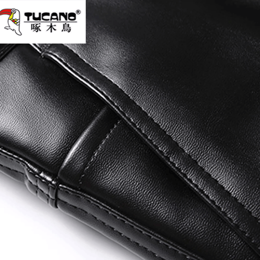 Woodpecker middle-aged leather pants men's velvet thickened loose large size windproof and waterproof motorcycle riding takeaway dad leather cotton pants 166 black leather pants 5XL