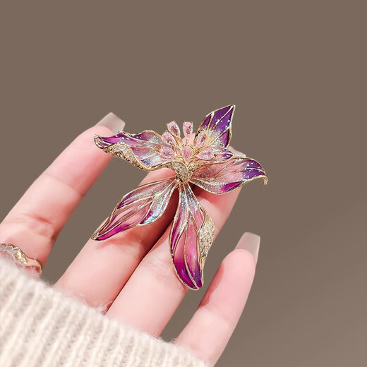 Yin Muchi French iris brooch, high-end women's exquisite crystal corsage, niche design pin, suit decoration gift, XZ0556 iris brooch