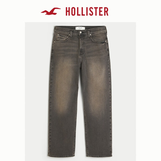 Hollister25 Frühlings- und Sommer-Baggy-Stil Amerikaner Retro Old Jeans Herren Ki331-5024 Wäsche schwarz 32 /32 180 /82a