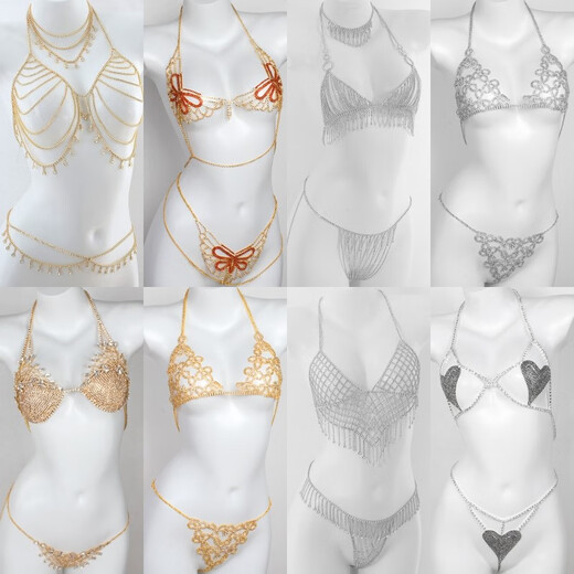 Totto Chest Chain Body Chain Tassel Full Body Sexy Accessory Necklace Chain Body Decoration Chain SN9766 Silver Rhinestone Body Chain 7