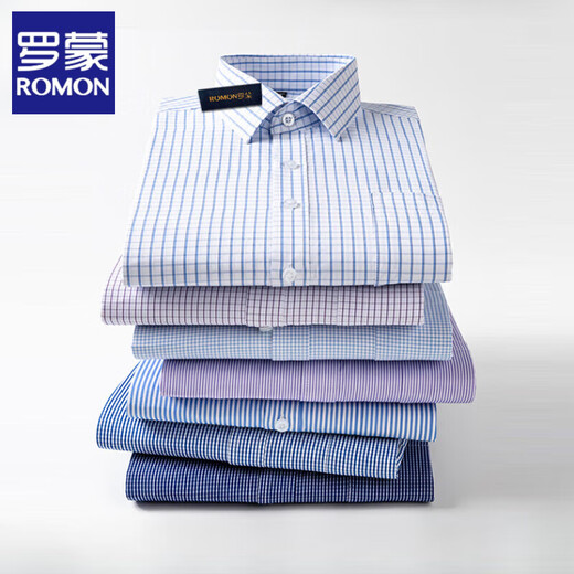 Romon Pure Cotton Long Ärmeln Hemd Herren Frühling Neugeschäft Formaler Anzug Casual Anti-Falten-Free-freies Hemd-Mach-Kleidung 6628- [Xinjiang Long Velvet Cotton] 38 [100-120jin [Jin gleich 0,5 kg] tragen]