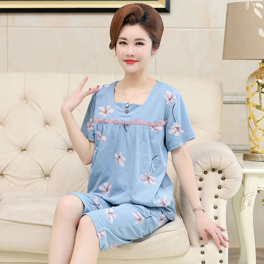 Mutterpyjamas mittleren Alters für Frauen im Sommer im Sommer reines Baumwollkurzärmel-Hosen mit mittleren und älteren T3937 XL (115-135jin [Jin ist 0,5 kg])