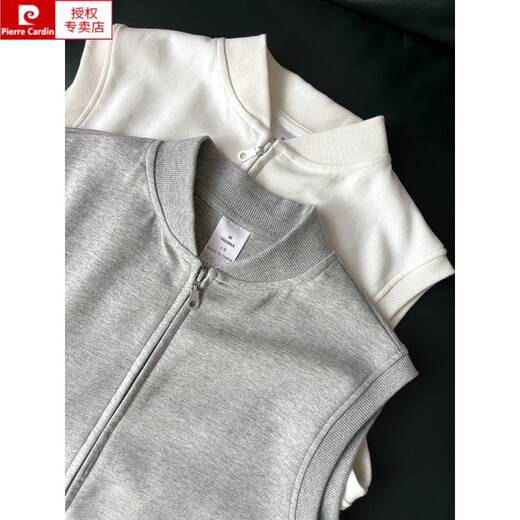 皮尔卡丹（pierre cardin）立领马夹外套女2025春夏季新款纯色休闲运动宽松圆领马甲拉链卫衣 841#白色 XL