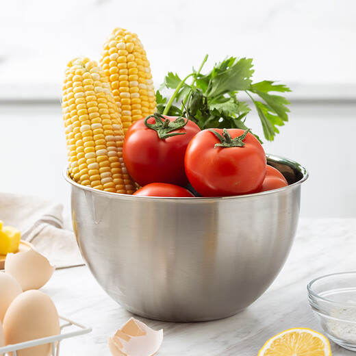 Magic Kitchen Thickened and Deepened Anti-slip Stainless Steel Egg Basin Egg Tray Basin Soup Basin Wash Basin Baking Washing Basket 22cm