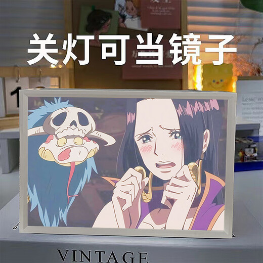 经典日漫海贼王灯光画桌面镜子画艾斯路飞周边装饰灯画小众高级 15775 女帝3 镜子白框16.5*21插电款