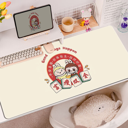 Labubu Peripheraler Maus-Pad übergroße Labbu-Schreibtisch-Pad süße Cartoon Girl Office Computer Keyboard Pad QE-2629 Kommen Sie auf, Arbeiter Nr. 4mm x 800x300mm