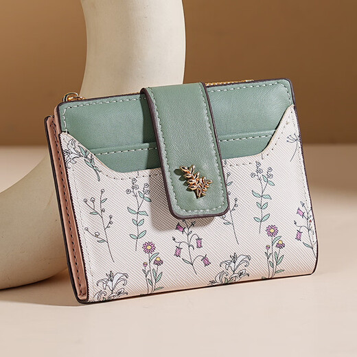 OEMG Mode gedruckte Brieftasche Frauen kurze Ins Frauen Luxusmünzen Brieftasche Dokumentkartentasche Kleine frische Studenten Brieftasche Khaki