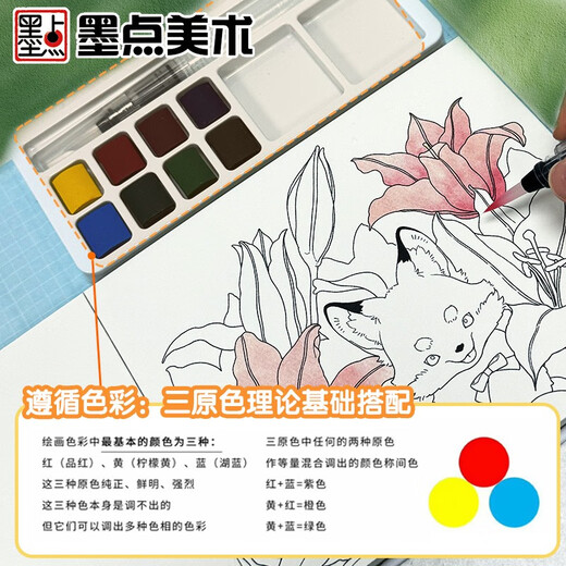 【包邮】墨点 水彩涂色本花园秘境 儿童玩具涂鸦绘画启蒙自带颜料沾水即画便携涂色本0基础成人解压礼物