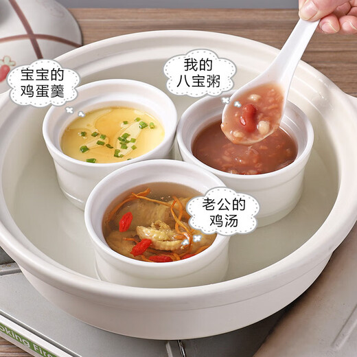 Jingdezhen (jdz) ceramic stew pot, water-proof stew pot, steamed vegetable, egg custard soup pot, stew pot with lid, special steamed egg bowl, small crock pot for soup, thickened stew pot, medium + large size, free 1 soup spoon
