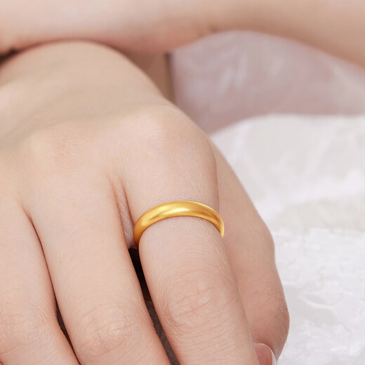 Lukfook Jewelry Gold Ring Loach Back Ancient Method Pure Gold Couple Gift Price F63G0024DS No. 15 - About 3.87 grams
