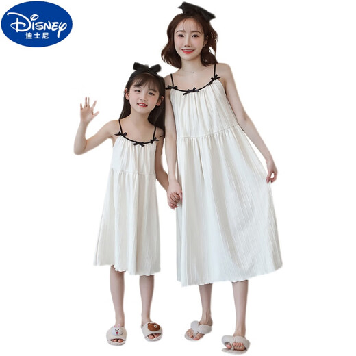 Disney Girls Suspender Nachthemd Sommer Dünnmodell Modal Girl Prinzessinstil Kinderpyjamas Mutter und Tochter Eltern-Kind-Outfit Fairy Trend LDE-11304 (Baumwollgaze-Set) m Größe [Höhe 155-160 cm Gewicht 100jin [Jin Equals gleich 0,5 kg]] 160