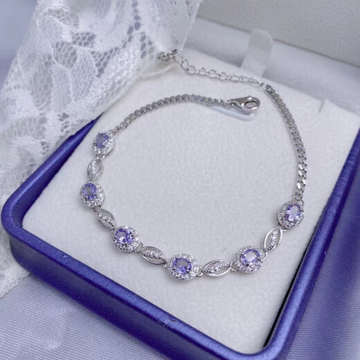 Shilian's favorite crystal natural tanzanite bracelet electro-optical blue pure body quality s925 silver inlaid