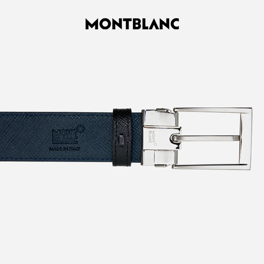 万宝龙MONTBLANC 黑色/靛蓝色双面腰带皮带120x3.5cm 118438 七夕礼物