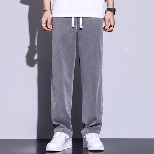 
[Brand code breaks the code to pick up the bargain] Trendy brand soft Tennis jeans for men loose straight-leg casual wide-leg pants for men ice 1048 black M (100Jin [Jin equals 0.5 kg]) equal code