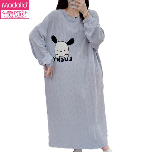 Modal Nachthemd Frauen Frühling, Herbst- und Winterkleid langärmelige Pyjama Sommer 2025 Neue Frauen-Cartoon-Heimkleidung 16863 m [75-100jin [Jin ist gleich 0,5 kg]]