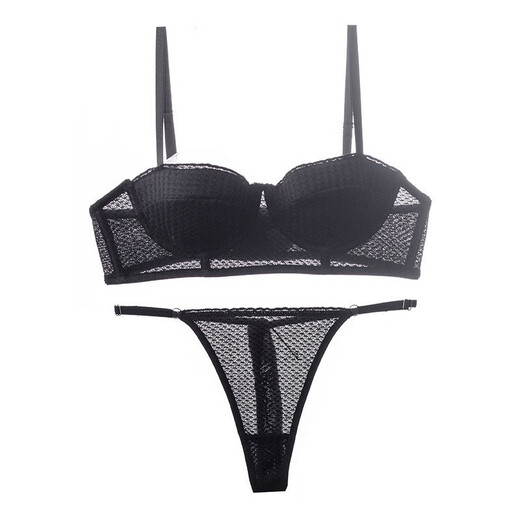 Victoria Palace Sexy Push Up Half Cup Bra Set French Soft Wire 1/2 Cup Thin Cotton Small Breast Push Up Bra Set Skin Pink S