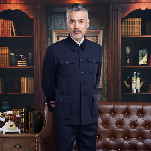 Xianzheyi middle-aged and elderly tunic men's spring and autumn thin tunic jacket men's summer dad jacket grandpa jacket black single layer hidden pocket L 110-125Jin Jin equals 0.5 kg