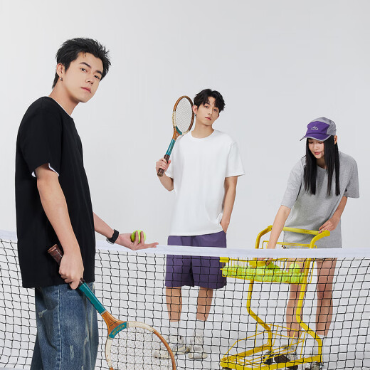 名创优品（MINISO）短袖男纯棉休闲宽松夏季圆领百搭青少年潮流半袖t恤 浅米 XL