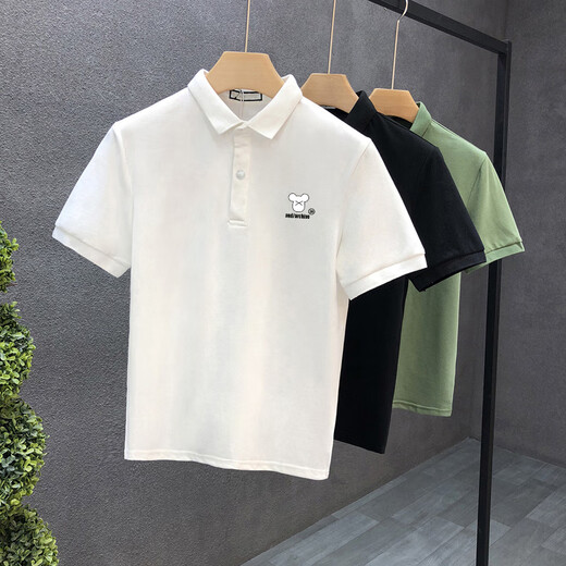 夏品丽透气棉男士POLO衫夏季宽松百搭帅T恤 3878#黑色 均码 m 建议体重90-120斤