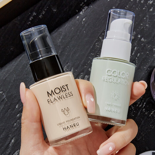 Han Ru 38 Goddess Girl's Day Gift 4-teiliges Basis-Make-up-Set, komplettes Make-up-Set, Damen-Concealer, Foundation, Isolationspuder 01# Elfenbein + frisches Grün