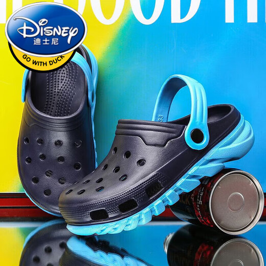 Детские тапочки Disney Летние новые сандалии мужская дырочка милые не скользящие детские сандалии средние и большие детские тапочки 1919 Черные и зеленые 35