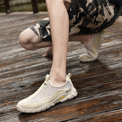 Jeep Jeep Shoes para hombres 2025 Nuevas sandalias de pan de malla transpirable Sandalias de pie al aire libre Hollow Hollow Hollow Hollow Beach Shoes A683 Collection y regalo de Men's A683 Caki 38