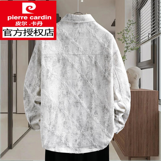 皮尔卡丹（pierre cardin）牛仔外套男生春秋季新款青少年衬衫夹克初高中学生男装潮流士针织 16819蓝色字母 M (80-100斤左右)