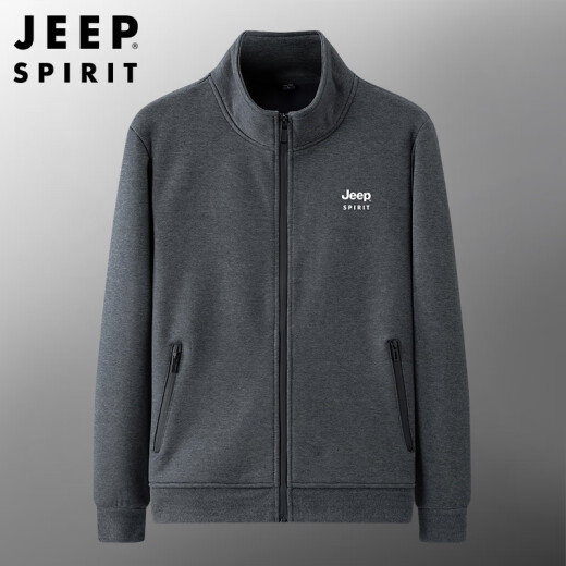 
Jeep (JEEP) brand sweatshirts for men's spring and autumn pure cotton cardigan loose large size stretch casual and comfortable sports top coat 7027 dark blue sweatpants tie 5XL
