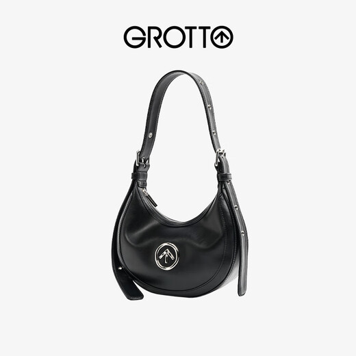 Grottoluna Hobo Leather Crescent Bag Fashion Classic Commuter One-Crossbody Crossbody Bag Classic Black