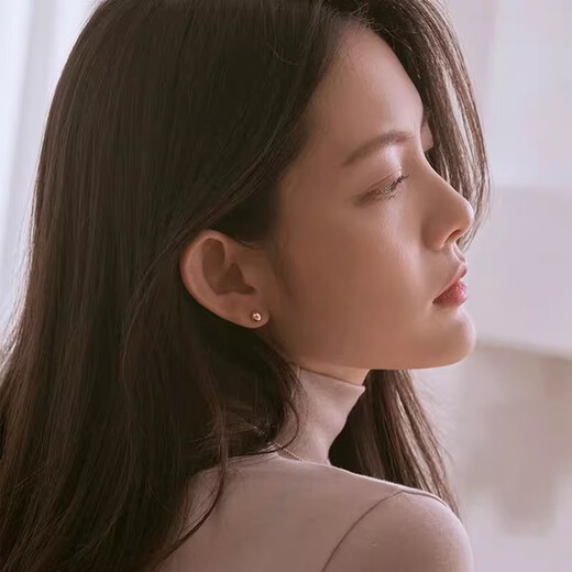 OFK Old Phoenix 999 Gold Ear Hole Hypoallergenic Earrings Small Gold Peas Mini Gold Beads Small Ears Shining Gold Glossy Old Phoenix Gold Store Style 5mm