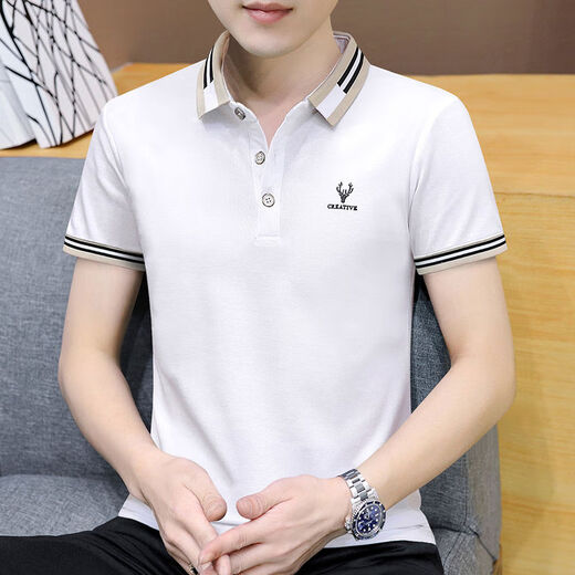 La nueva camiseta de manga corta para hombres de Woodpecker es la camiseta de la altura de verano para hombres, la camiseta de la camiseta de la sola manga de los hombres, el frijol verde XL (125-140Jin [Jin iguala 0.5 kg]))