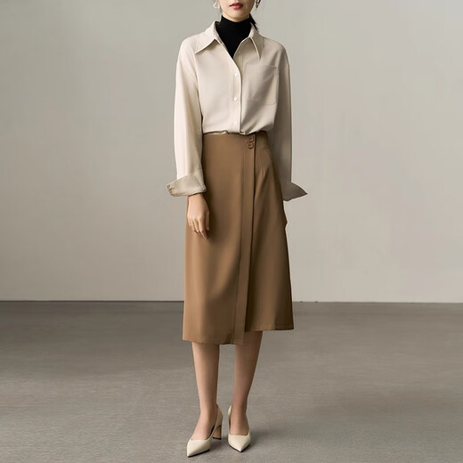 Lady Bird off-white layered shirt women's autumn and winter high-end interview commuter top professional suit with shirt