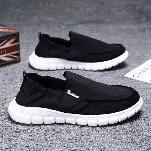 Cloth shoes men's canvas shoes comfortable, lightweight, wear-resistant, non-slip, waterproof, soft sole old Beijing one foot, lazy people, gray 881 recommended to take a larger size 39