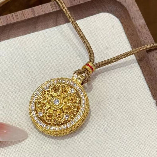 MHFDO Old Phoenix 999 gold ancient method rotatable eight-treasure compass pendant braided rope necklace for men gold store model
