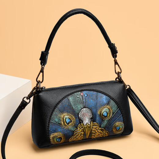Mu Xiaobai's Spring Fashion Cow Whide Straddle Straddle One-Hoholer Trendy Women's Clutch 2025 Versátil Versátil Simple Bordus Bag Bordus Lotus Peacock de cuero suave hoy para obtener una bolsa de recolección