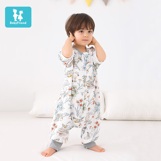 
baby friend baby sleeping bag front 4 back 2 bamboo cotton gauze sleeping bag summer thin baby one-piece pajamas children's anti-kick quilt 90 size