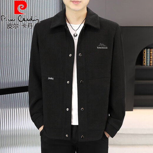 皮尔卡丹（pierre cardin）春秋季翻领夹克男士韩版休闲感时尚百搭短款风衣成熟稳重外套 卡其色 M 90-110斤内