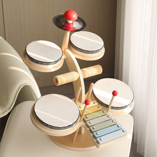 Kinderhölzerner Musik -Percussion -Instrumente, Klavier, Trommel, Gong, Babyhandtrommelspielzeug, Kätzchenmusiktisch [1 kg] Xylophonmodell