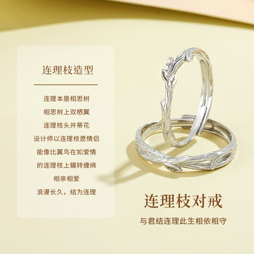 ALLOVE Lian Lizhi Couple Ring Men's and Women's Sterling Silver Proposal Ring Birthday Gift for Girlfriend and Wife Practical Wedding Gift