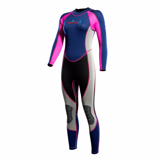 BLUE DIVE wetsuit for men and women 2mm thickened and warm female conjoined jellyfish cold-proof wet winter couple free snorkeling swimming rose red S